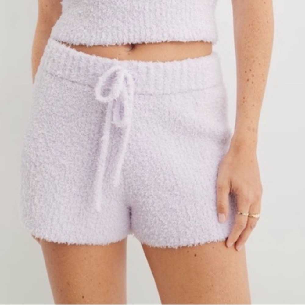 Aerie NWT Large Plush Cozy Drawstring Lounge Shorts Lilac Soft Comfy
